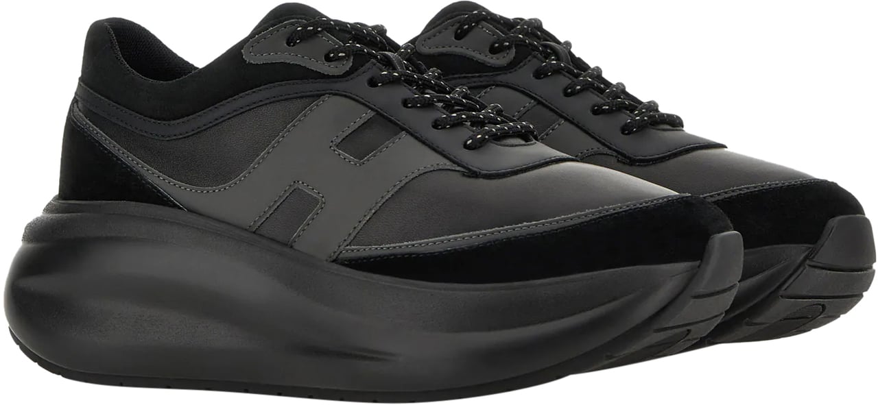 HOGAN Flat Shoes Nero Catrame Scuro Zwart