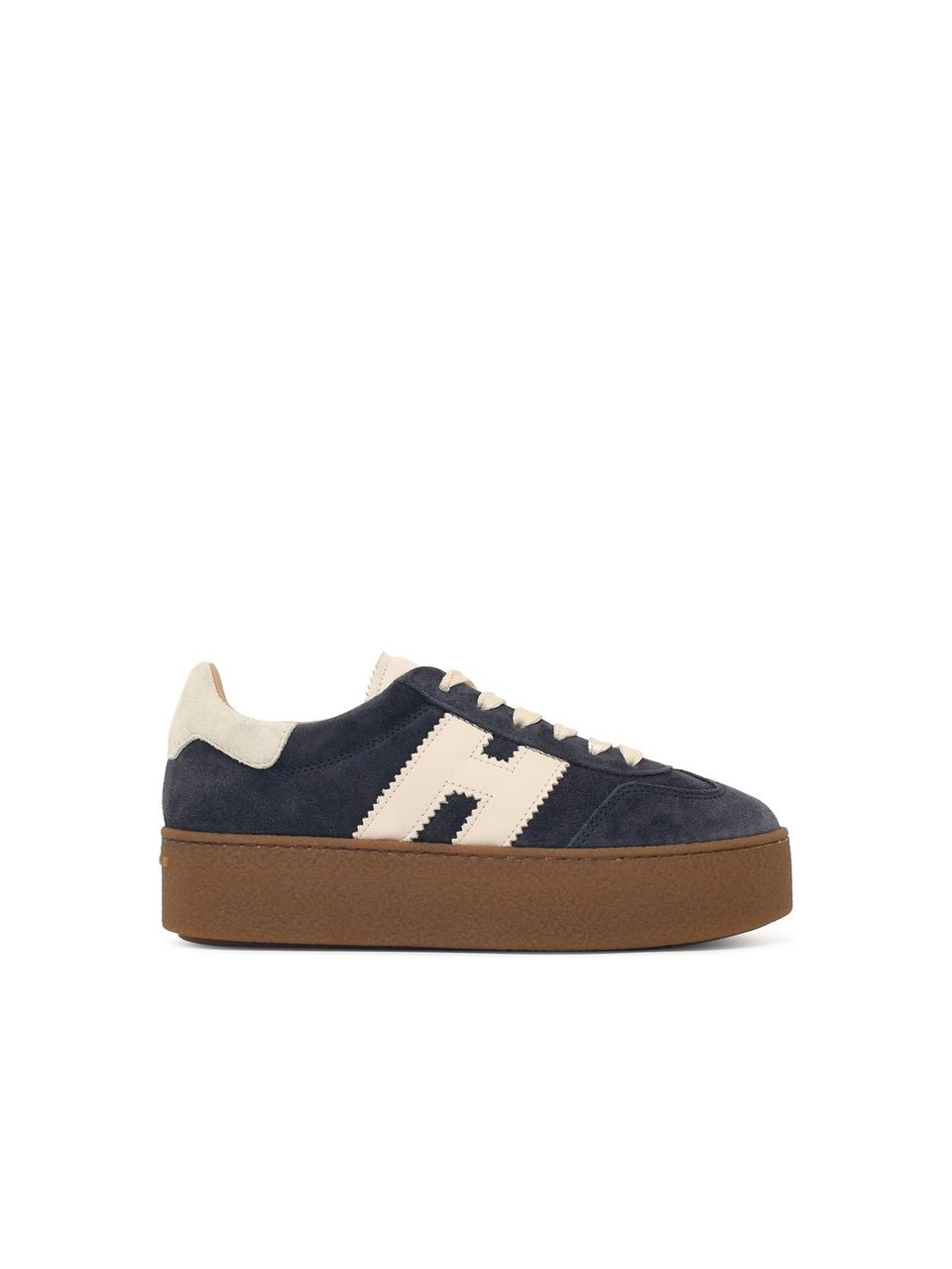 HOGAN Suede Sneakers With Leather Insert And Platform Sole Bruin