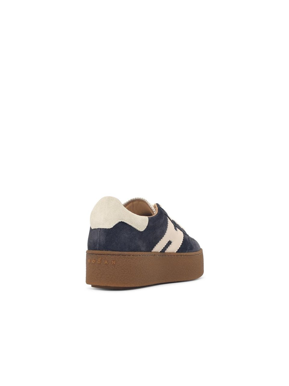 HOGAN Suede Sneakers With Leather Insert And Platform Sole Bruin