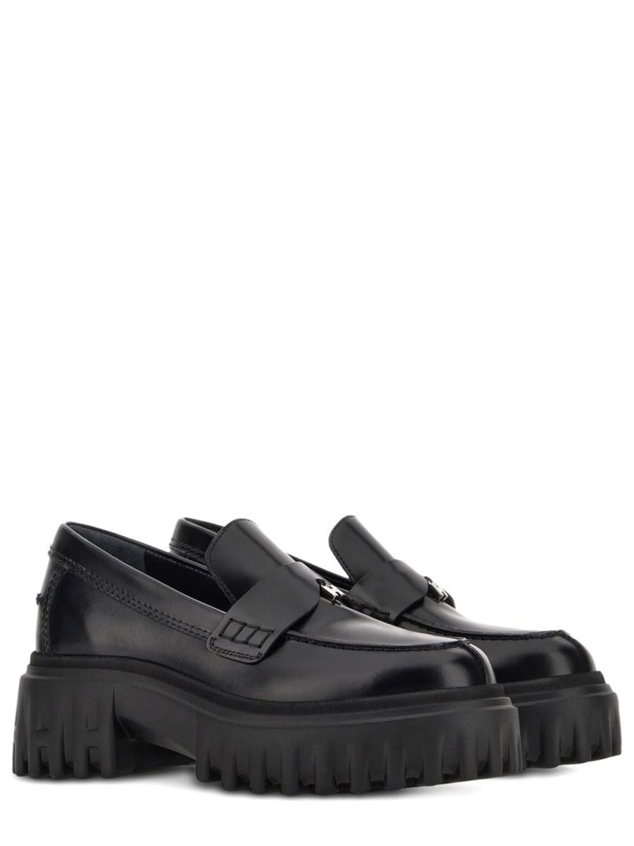 HOGAN Black Leather Loafers Grijs