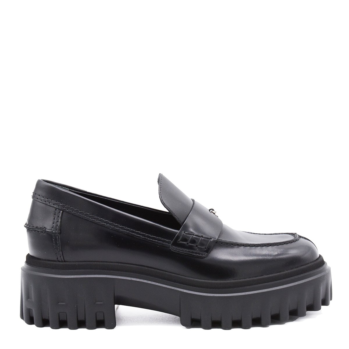 HOGAN Black Leather Loafers Grijs