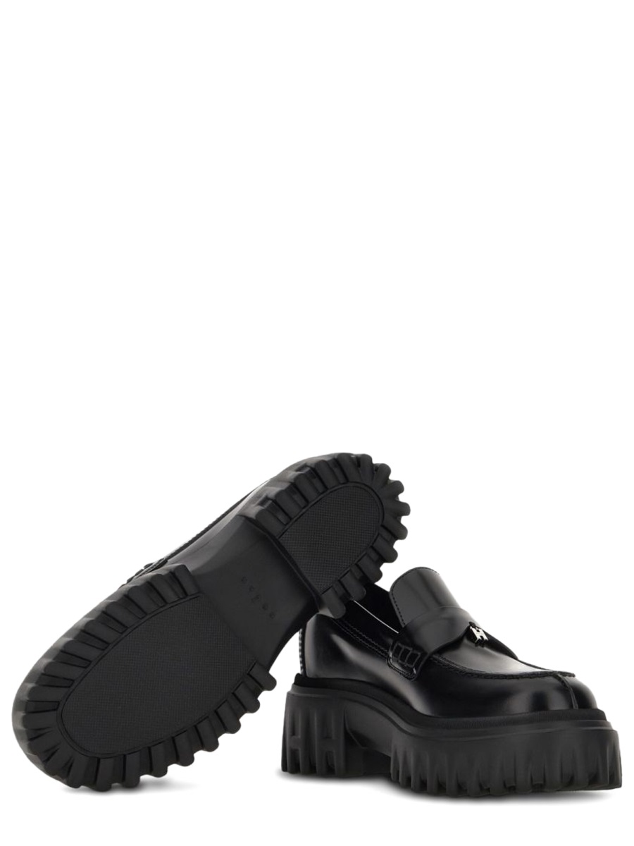HOGAN Black Leather Loafers Grijs