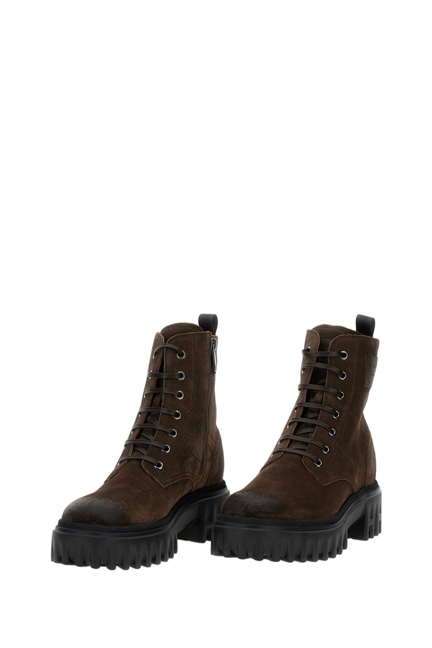 HOGAN Brown Leather Chunky Sole Boots Bruin