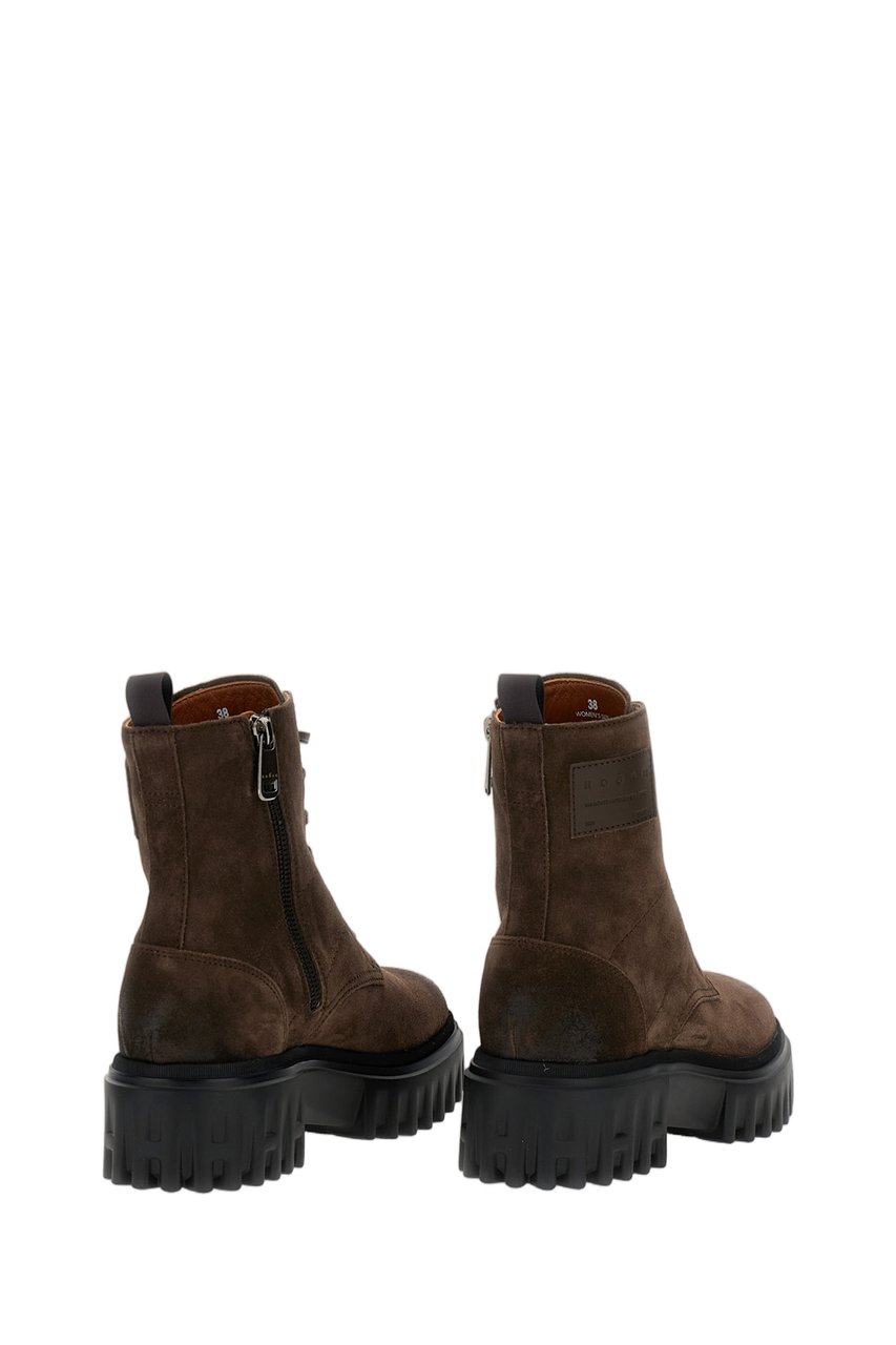 HOGAN Brown Leather Chunky Sole Boots Bruin