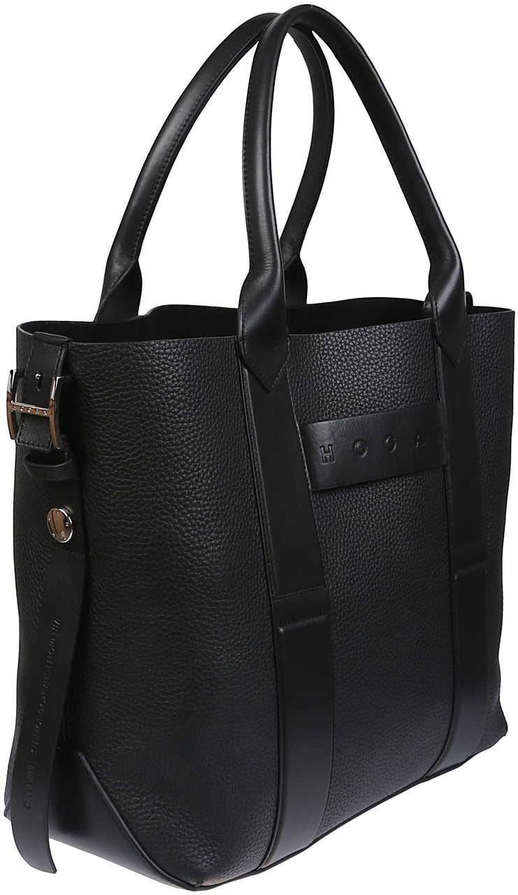 HOGAN Medium Script Shopping Bag Black Zwart