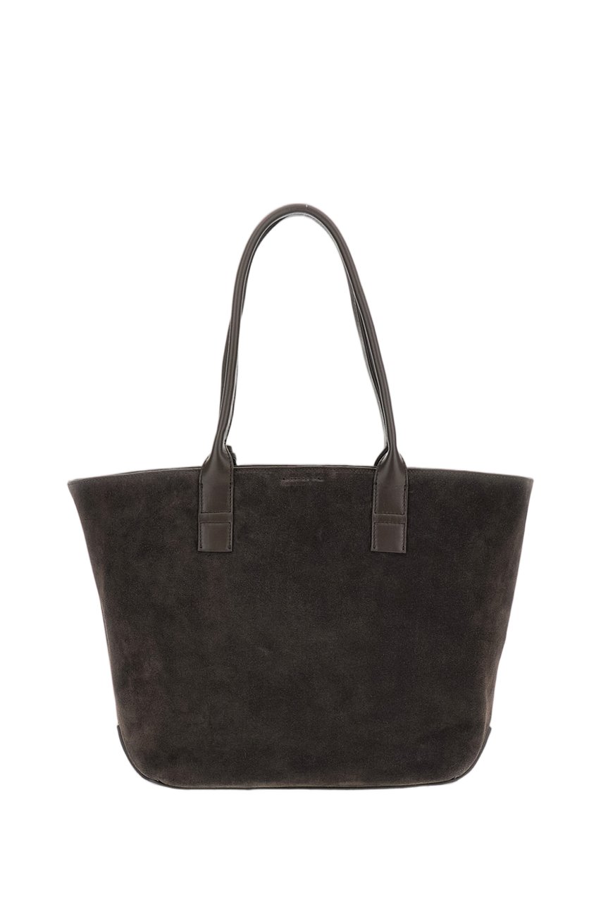 HOGAN Small Suede Leather Tote Bag with Embossed Address Logo Bruin