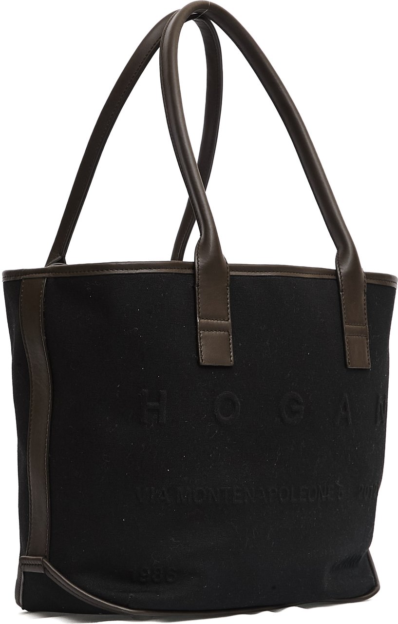 HOGAN Address Shopping Piccola In Canvas Nera Zwart