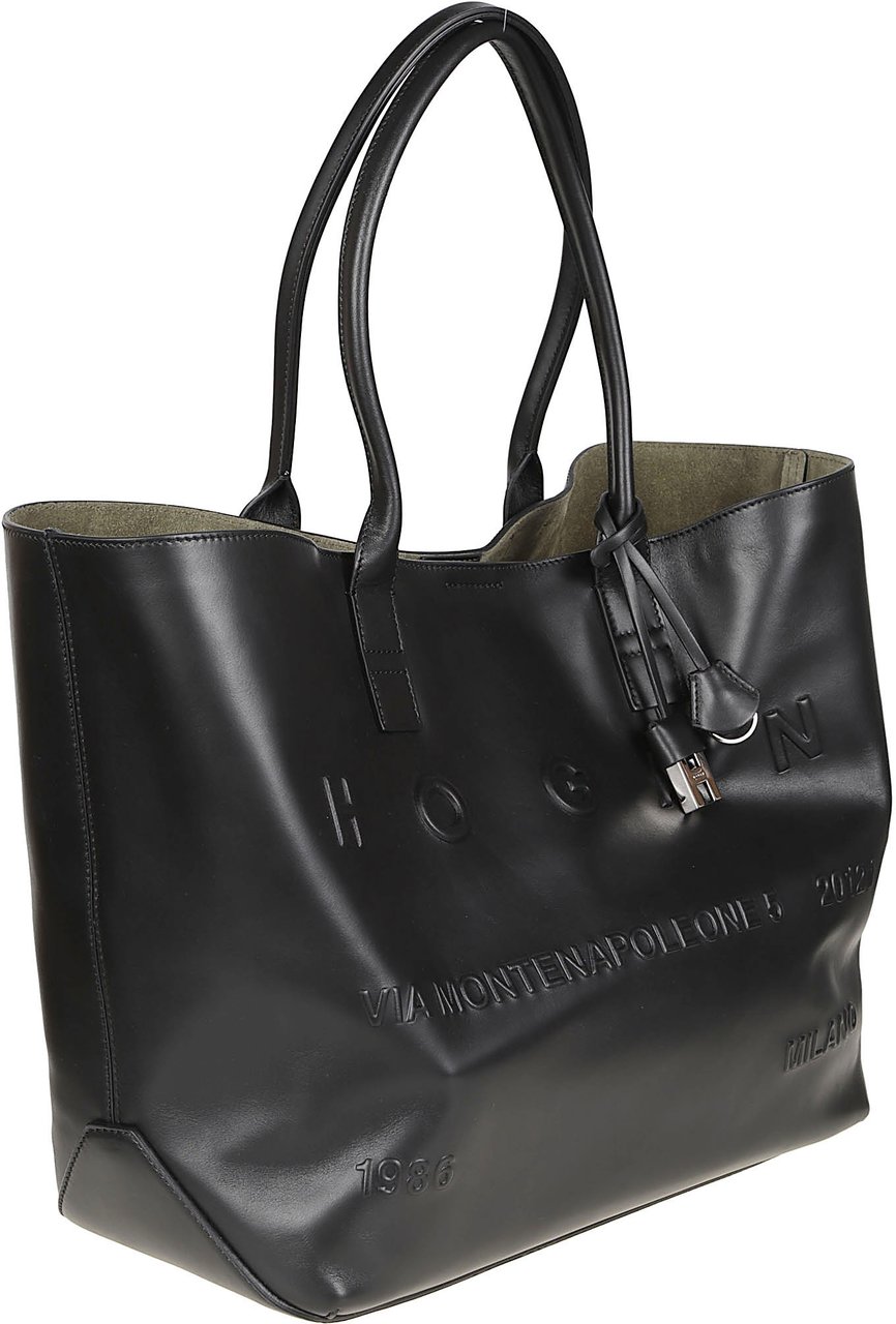 HOGAN Address Medium Shopping Bag Black Zwart