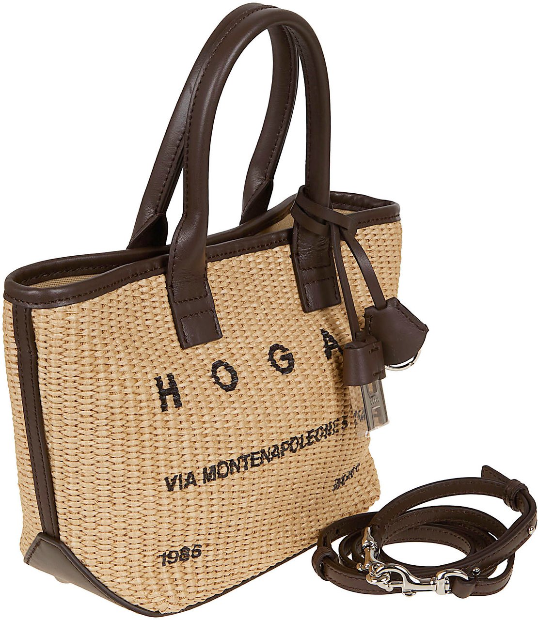 HOGAN ADDRESS SHOPPING MINI TESS. RAFIA Beige