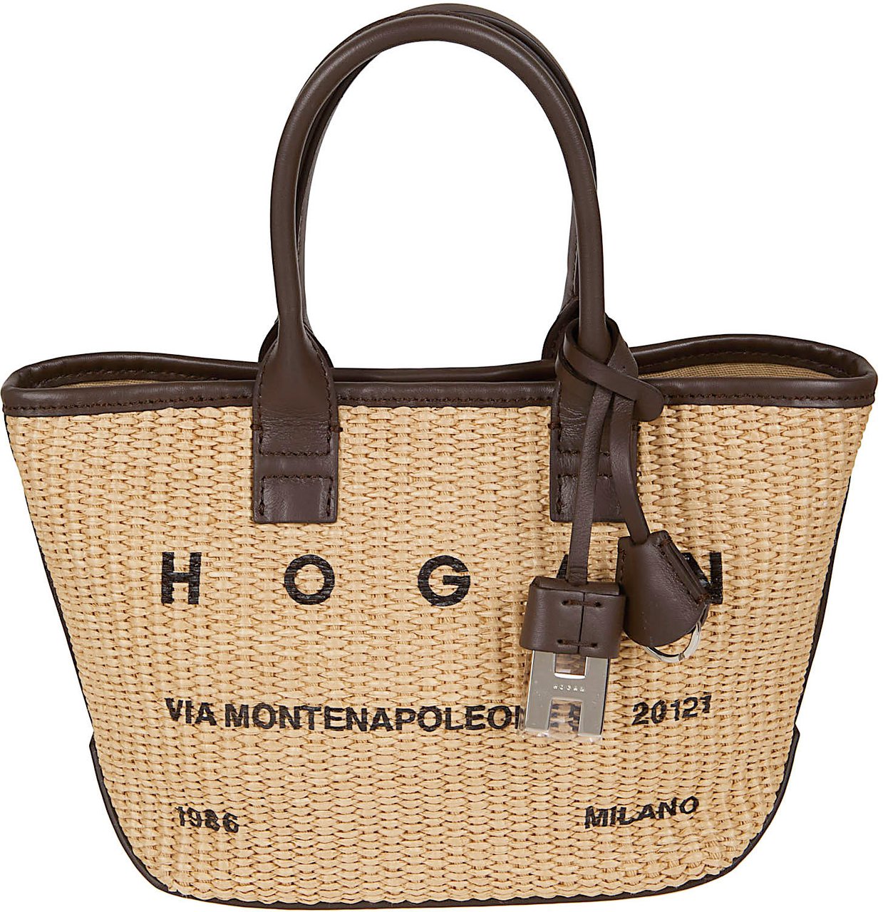 HOGAN HOGAN ADDRESS SHOPPING MINI TESS. RAFIA Beige
