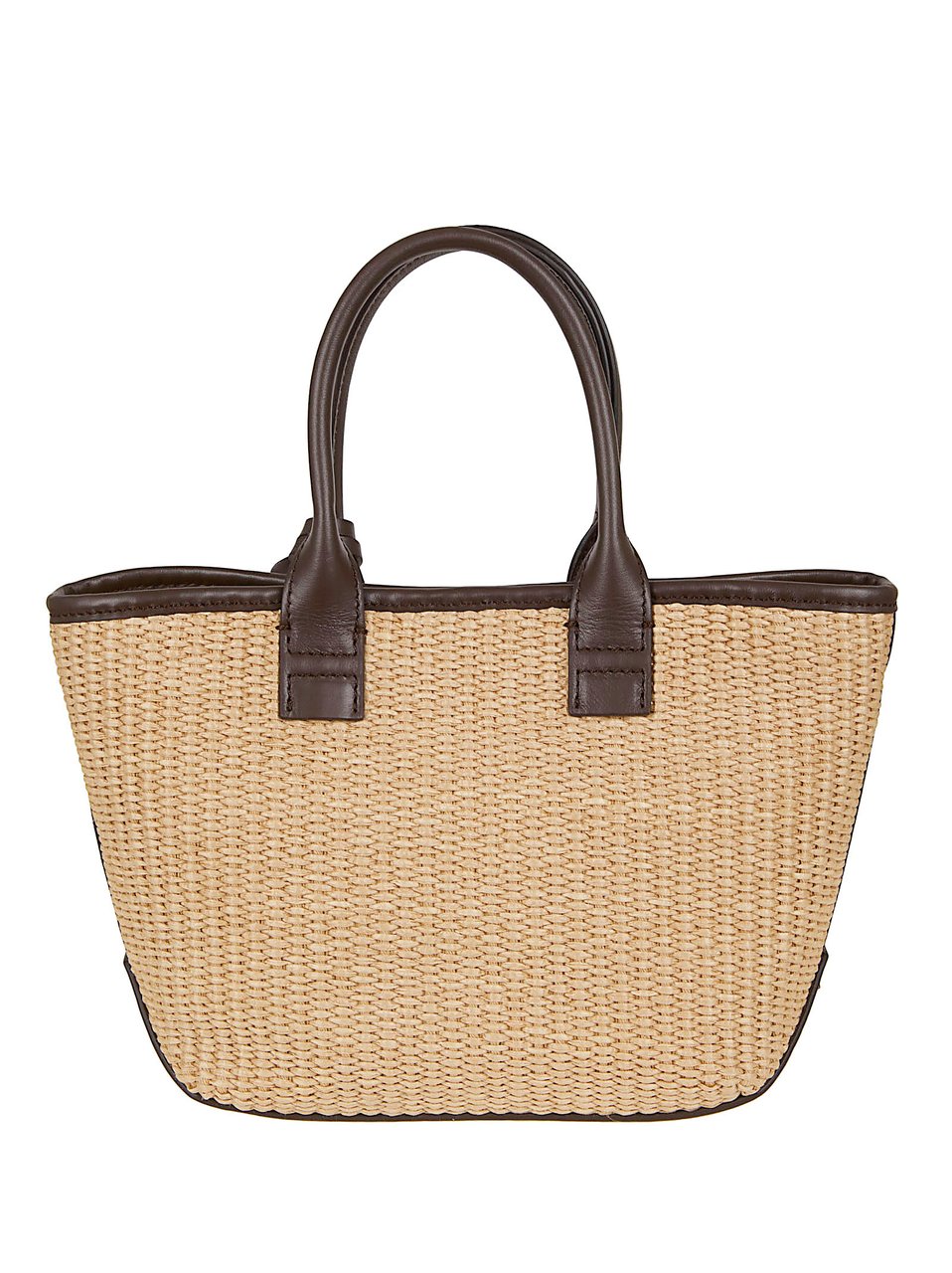 HOGAN Mini Raffia Shopping Tote with Leather Accents Neutraal
