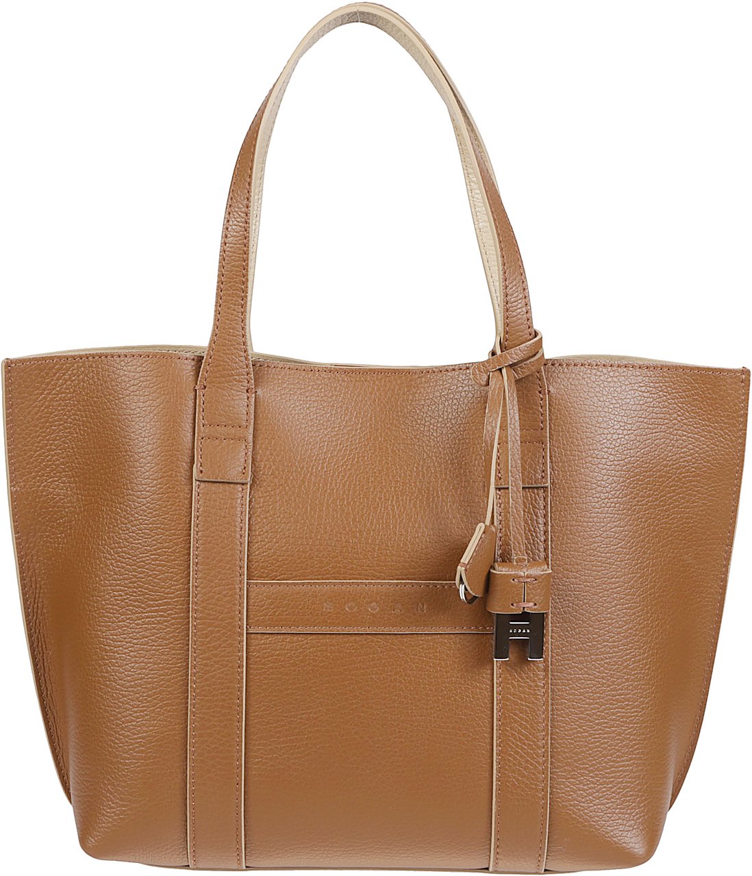 HOGAN Small Script Shopping Bag Nude Beige