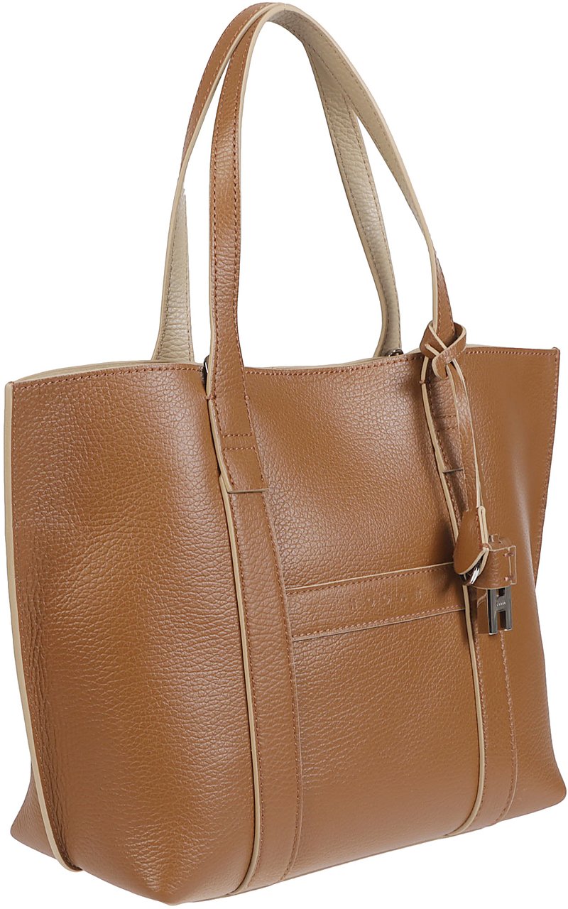 HOGAN Small Script Shopping Bag Nude Beige