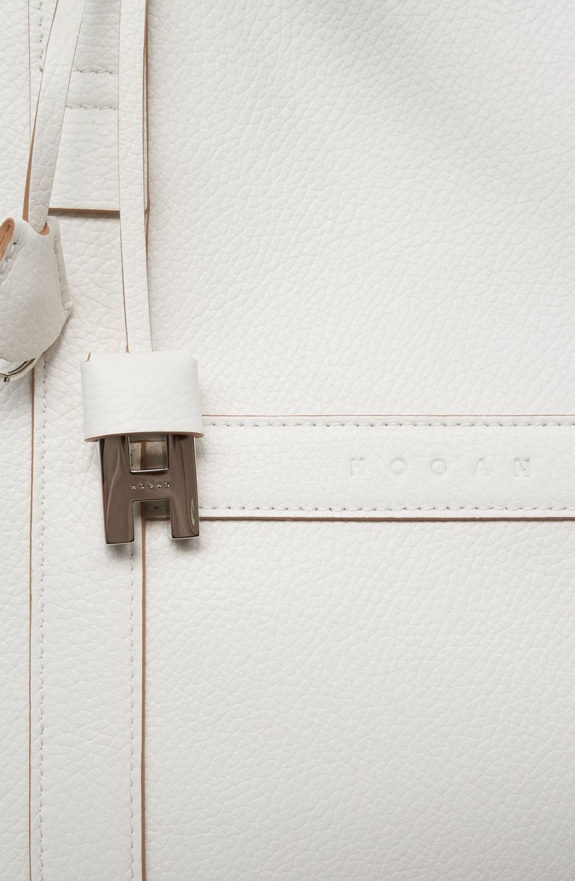 HOGAN Leather shopper 'Script' Wit