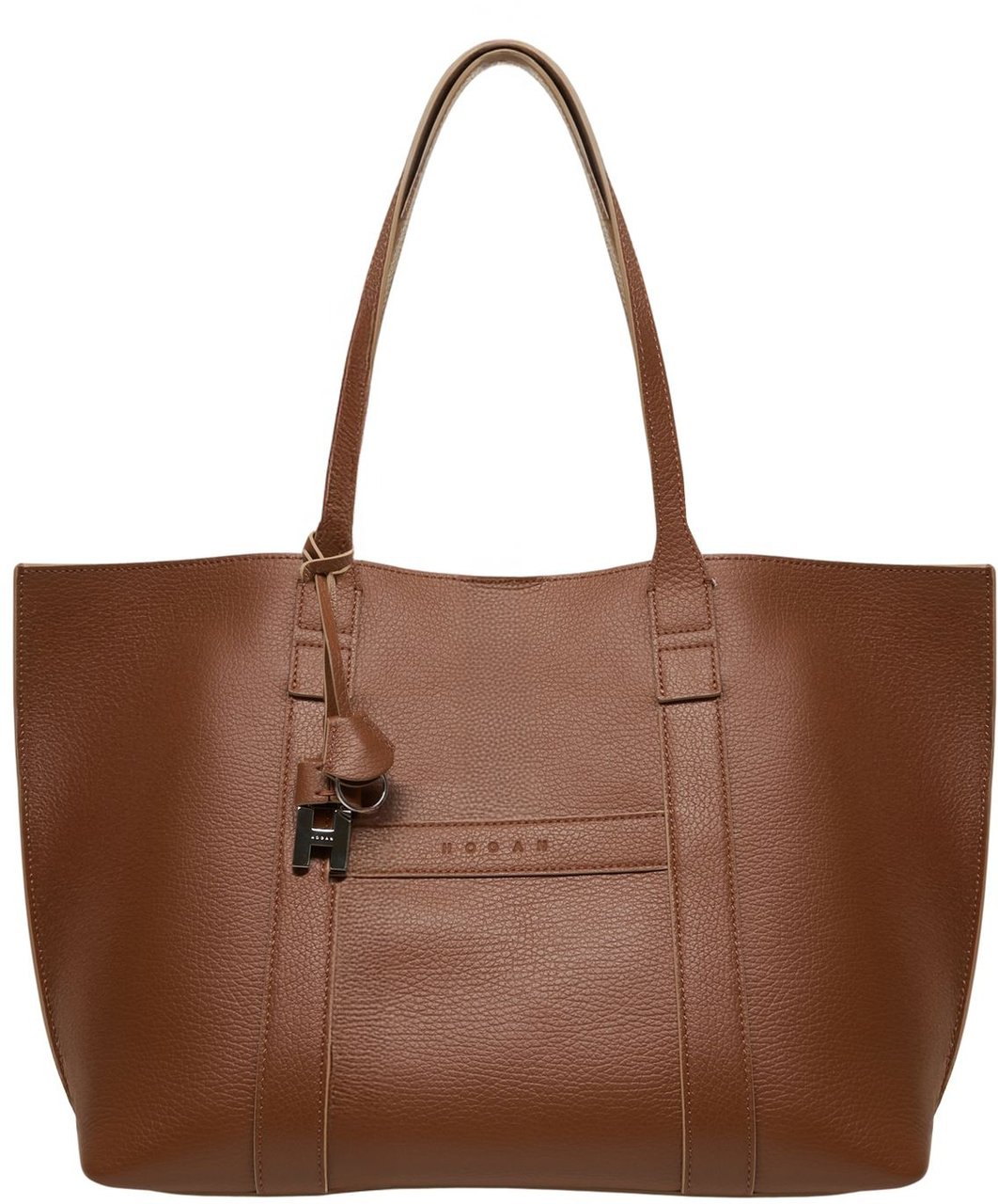 HOGAN Leather shopper 'Script' Bruin