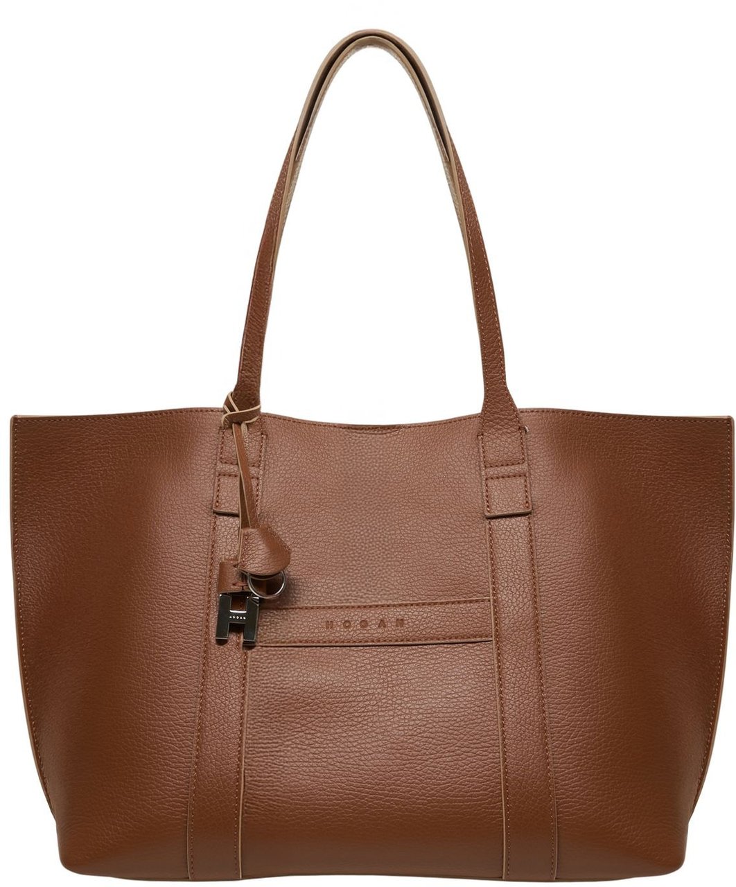 HOGAN Leather shopper 'Script' Bruin