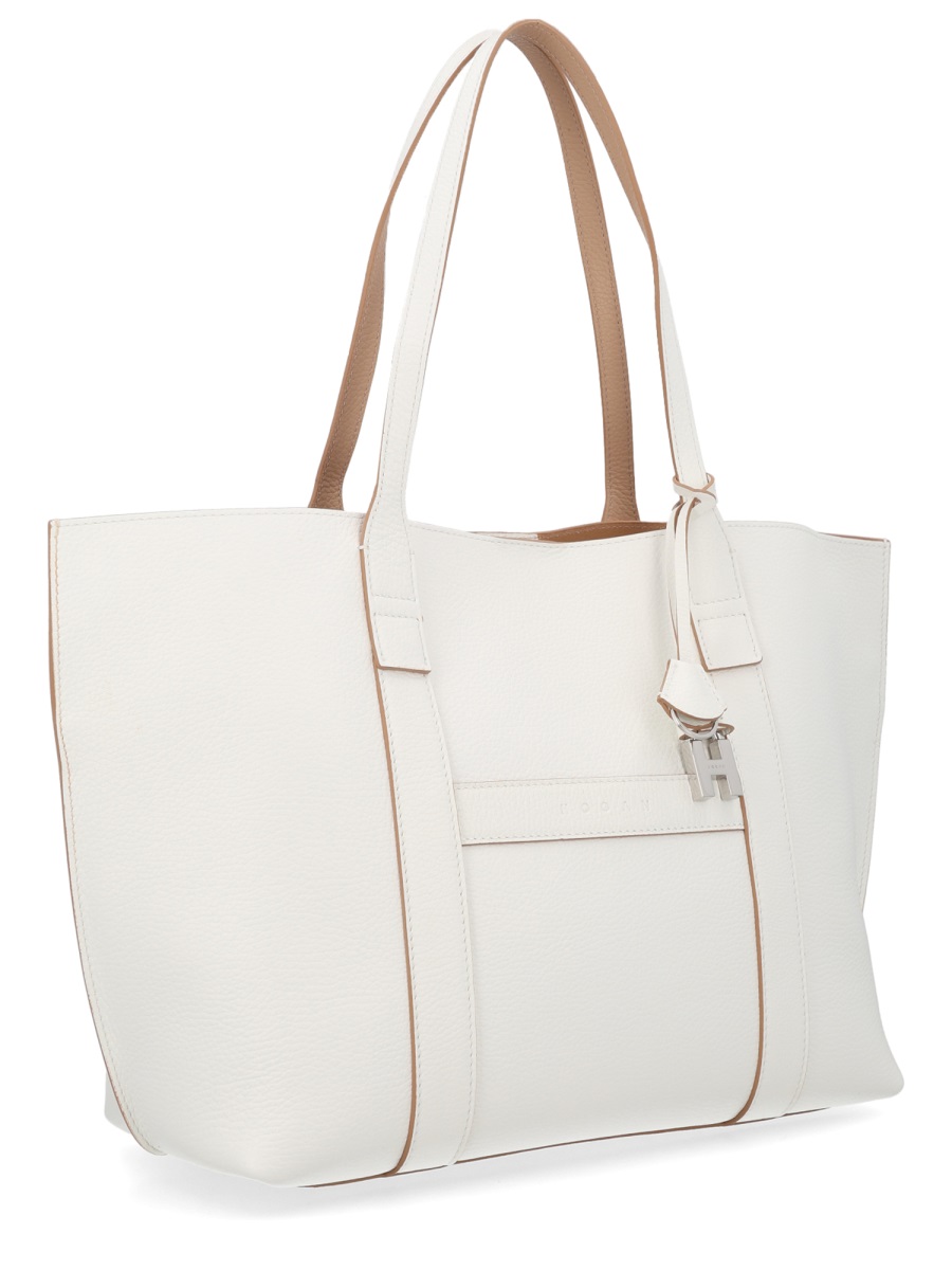 HOGAN Script Smooth Calf Leather Tote Bag Wit