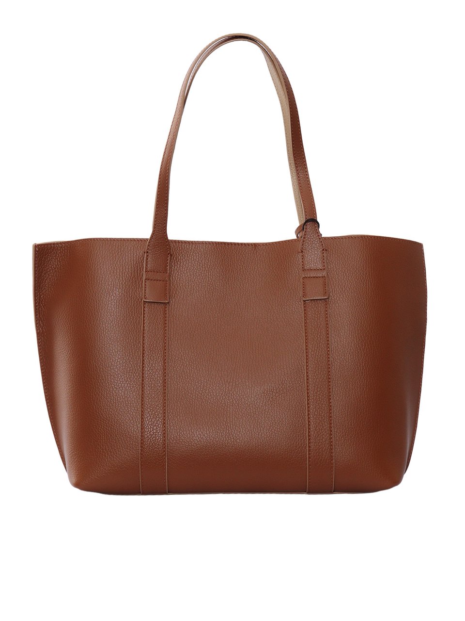 HOGAN Script Shopping Textured Calfskin Tote Bag Bruin