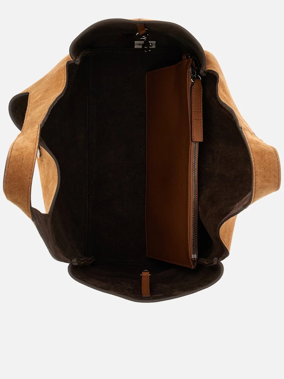 HOGAN Warm Brown Suede H-Clasp Tote Bag Bruin