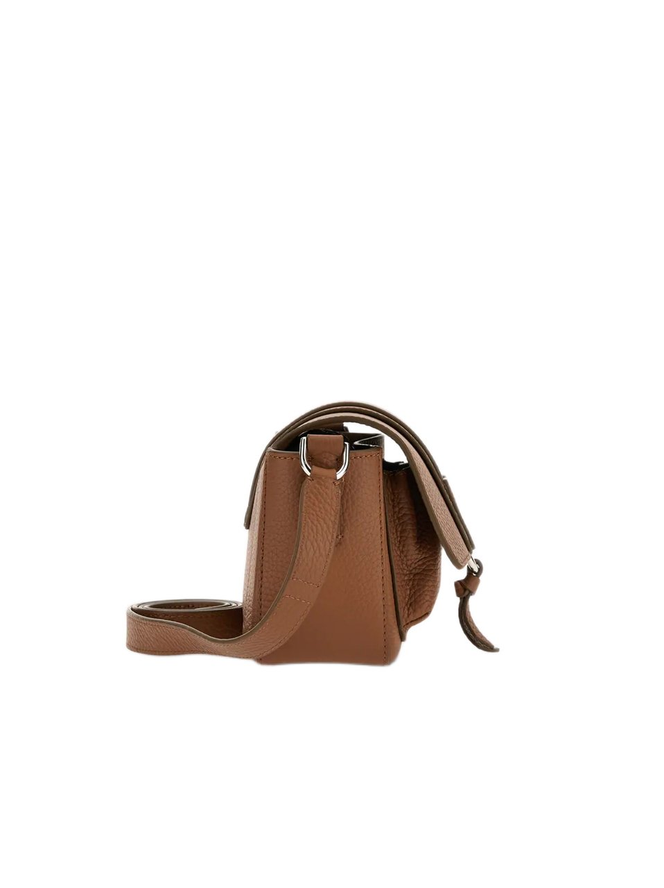 HOGAN Flap Pebbled Leather Tassel Bag Bruin