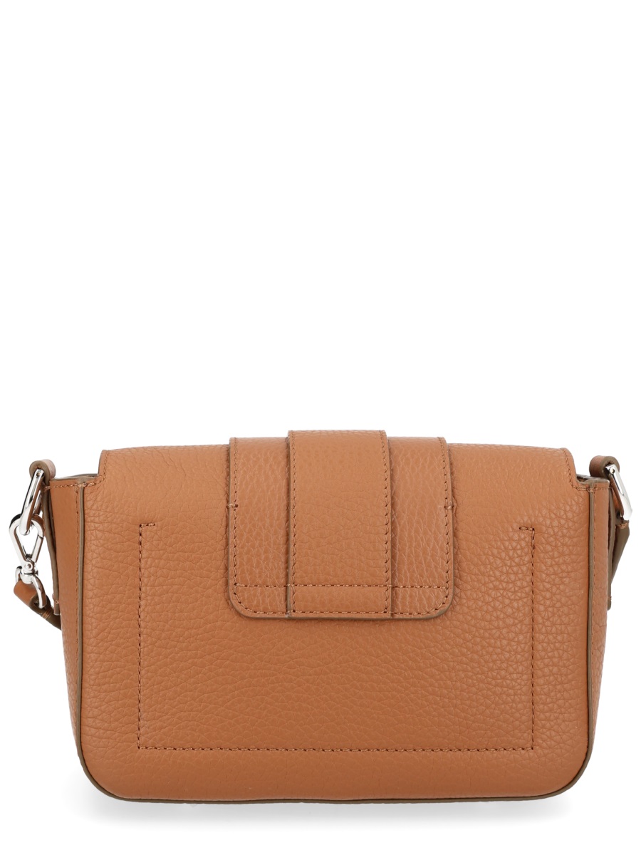 HOGAN Flap Pebbled Leather Tassel Bag Bruin