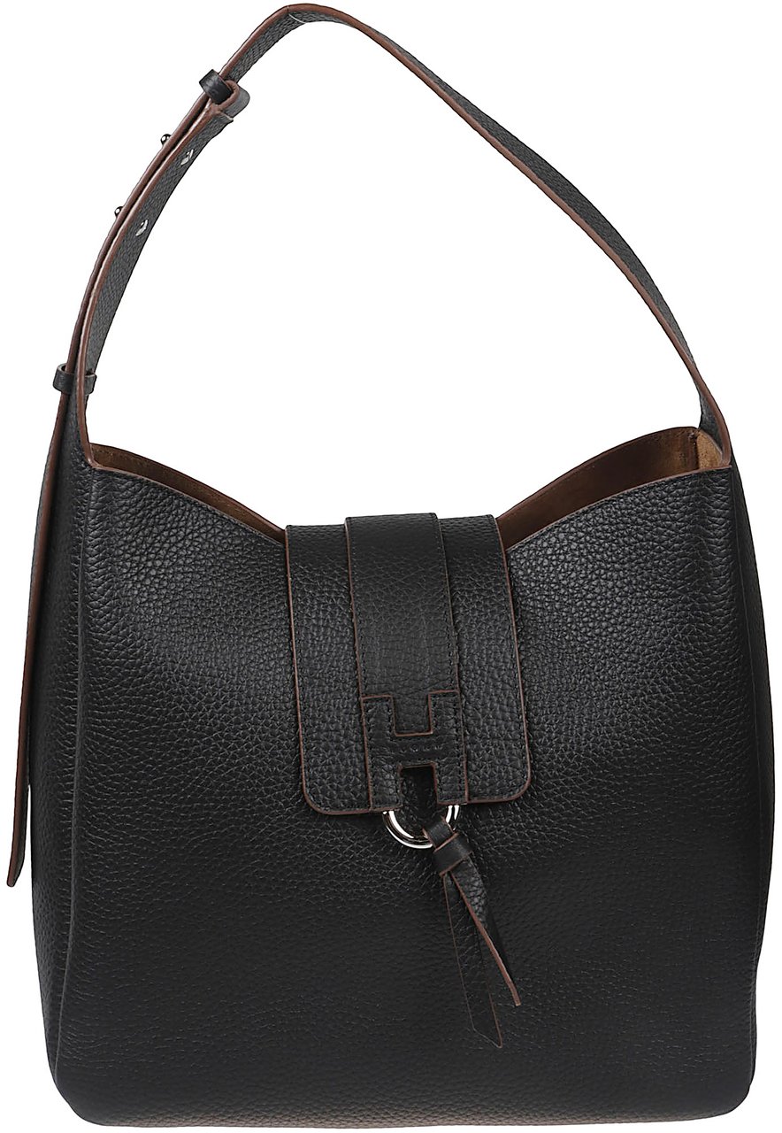 HOGAN H01x Vertical Hobo Bag Black Zwart