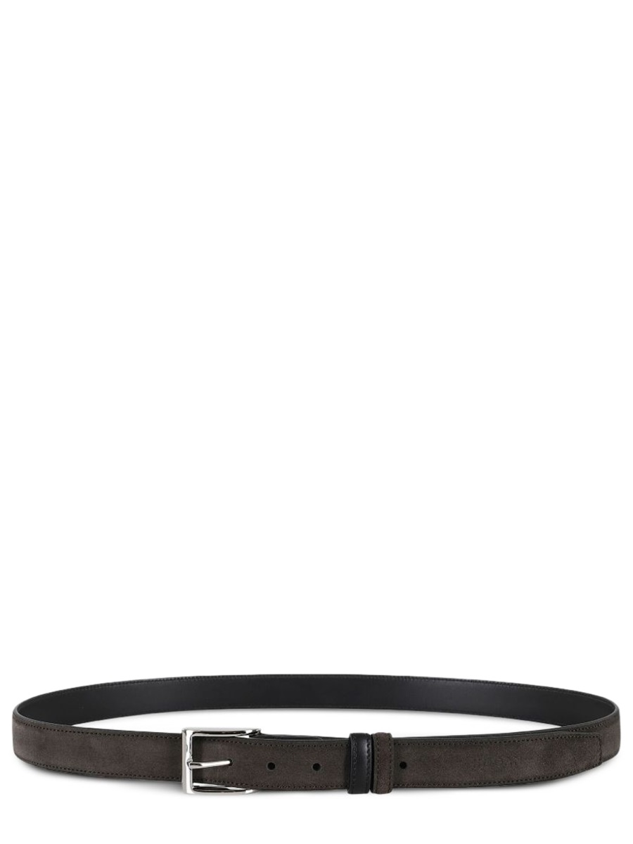 HOGAN Black Suede Calfskin Belt Zwart