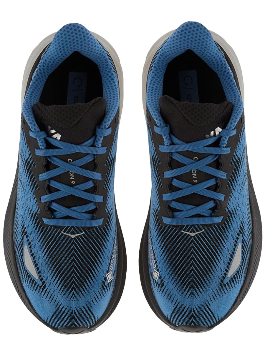 Hoka Blue Clifton 9 Fabric Sneakers Grijs