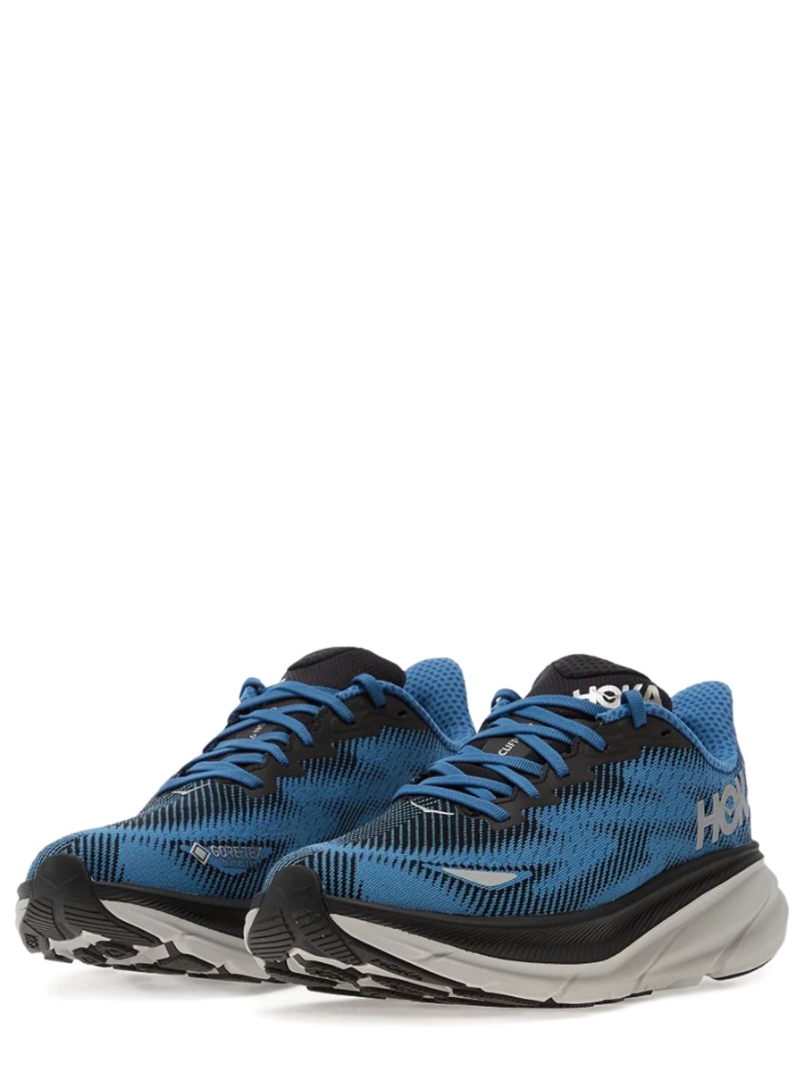 Hoka Blue Clifton 9 Fabric Sneakers Grijs