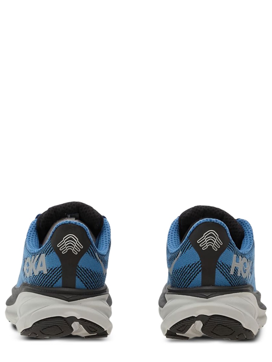Hoka Blue Clifton 9 Fabric Sneakers Grijs