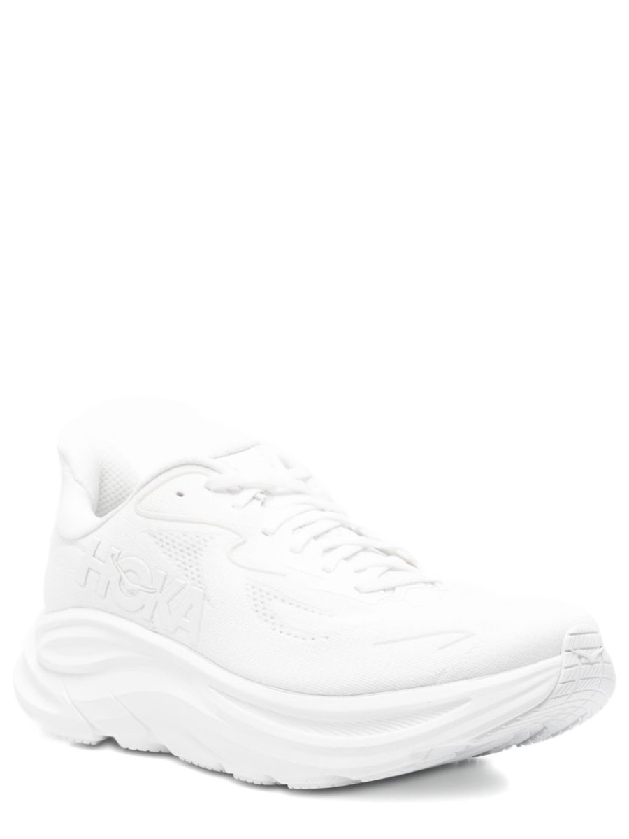 Hoka White Clifton 10 Mesh Sneakers Wit