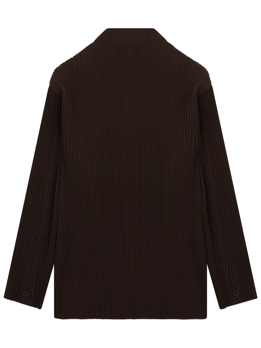 HOMME PLISSÉ ISSEY MIYAKE Neutrals Pleated Stand Collar Polyester Jacket Zwart