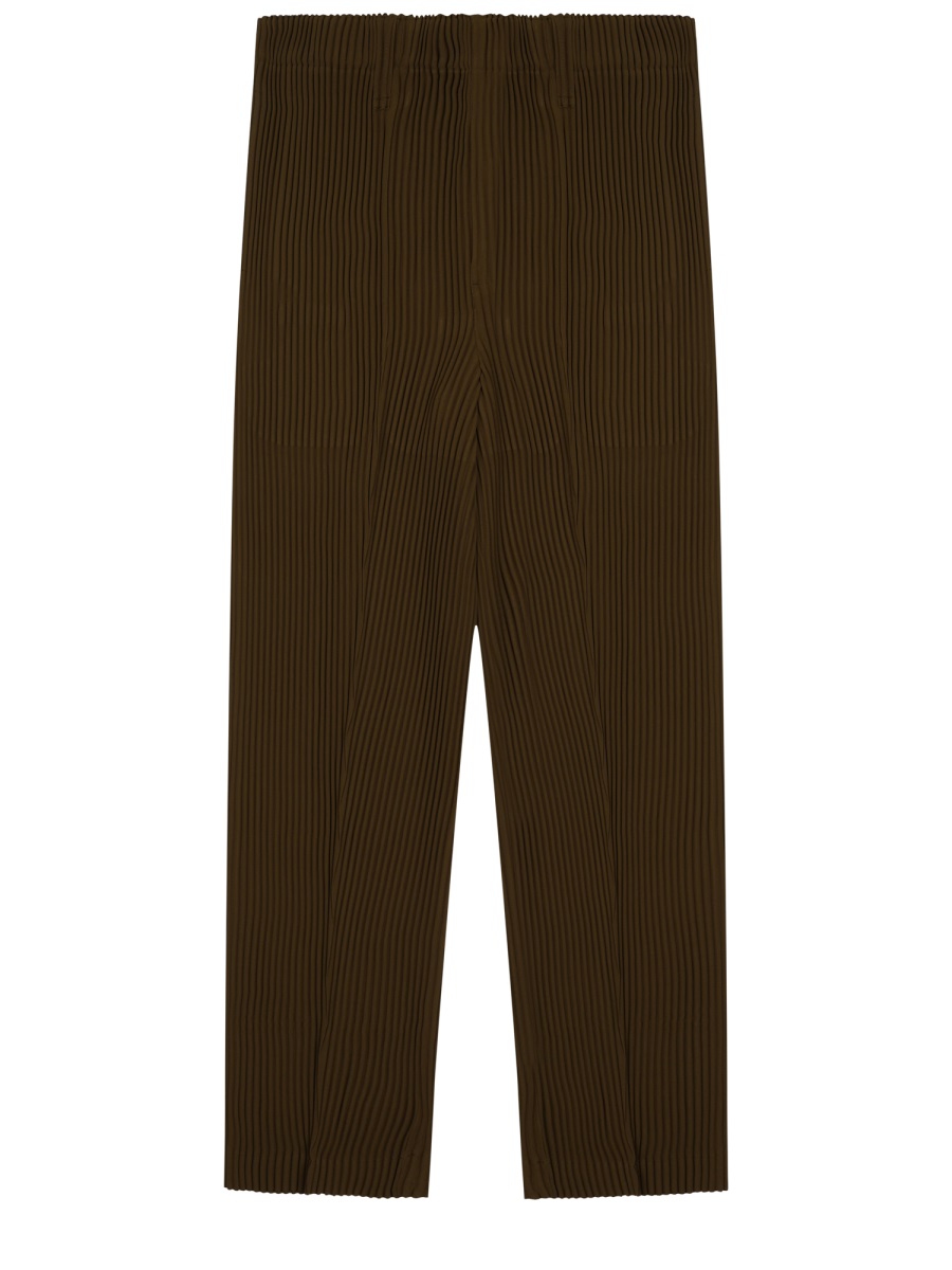 HOMME PLISSÉ ISSEY MIYAKE Neutrals Cropped Pleated Straight-Leg Pants Zwart