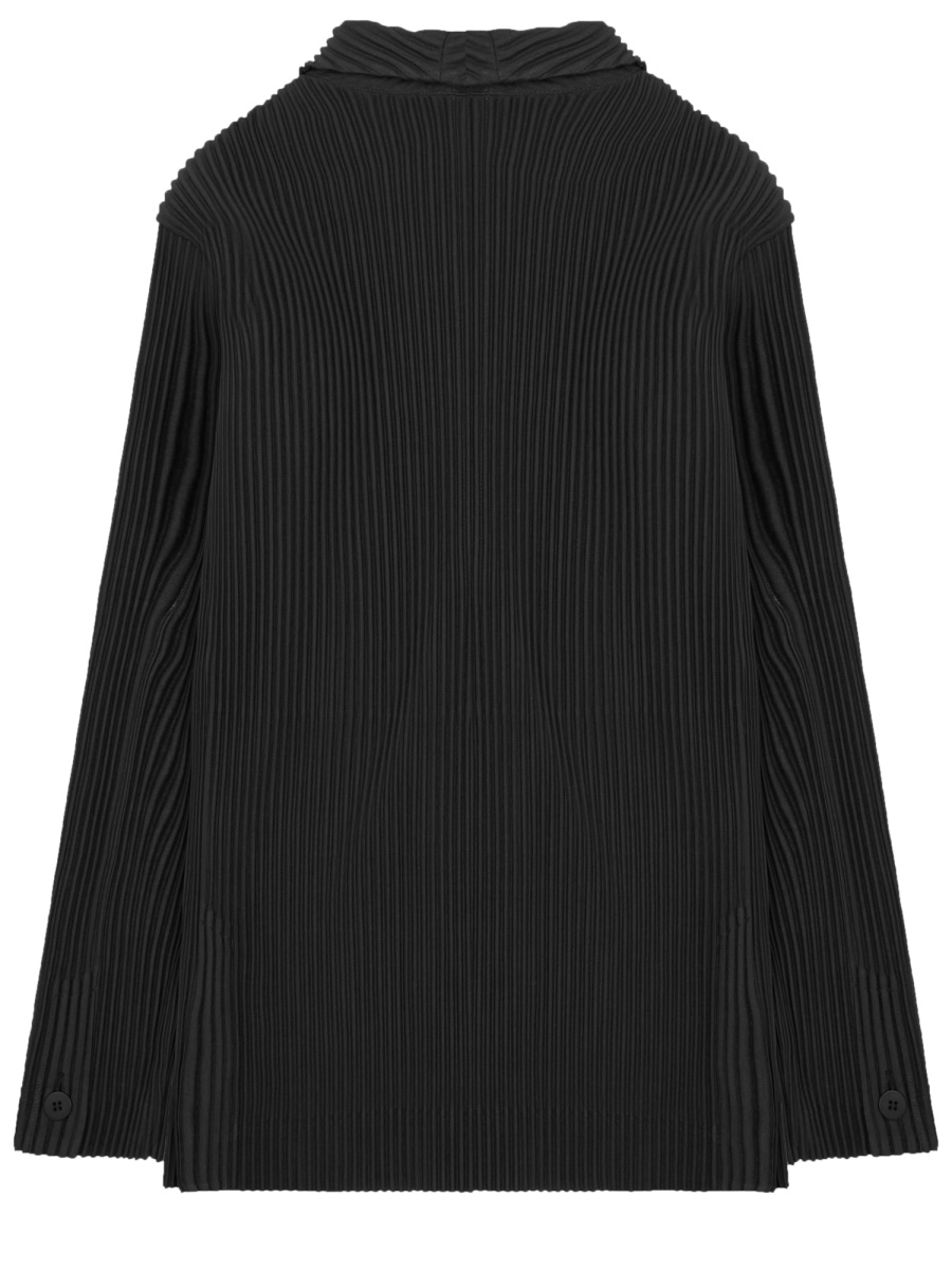 HOMME PLISSÉ ISSEY MIYAKE Pleated Double-Breasted Jacket Zwart