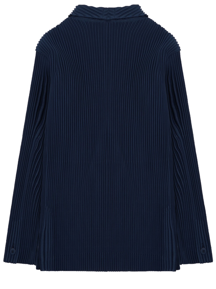 HOMME PLISSÉ ISSEY MIYAKE Navy Double-Breasted Pleated Tailored Jacket Zwart