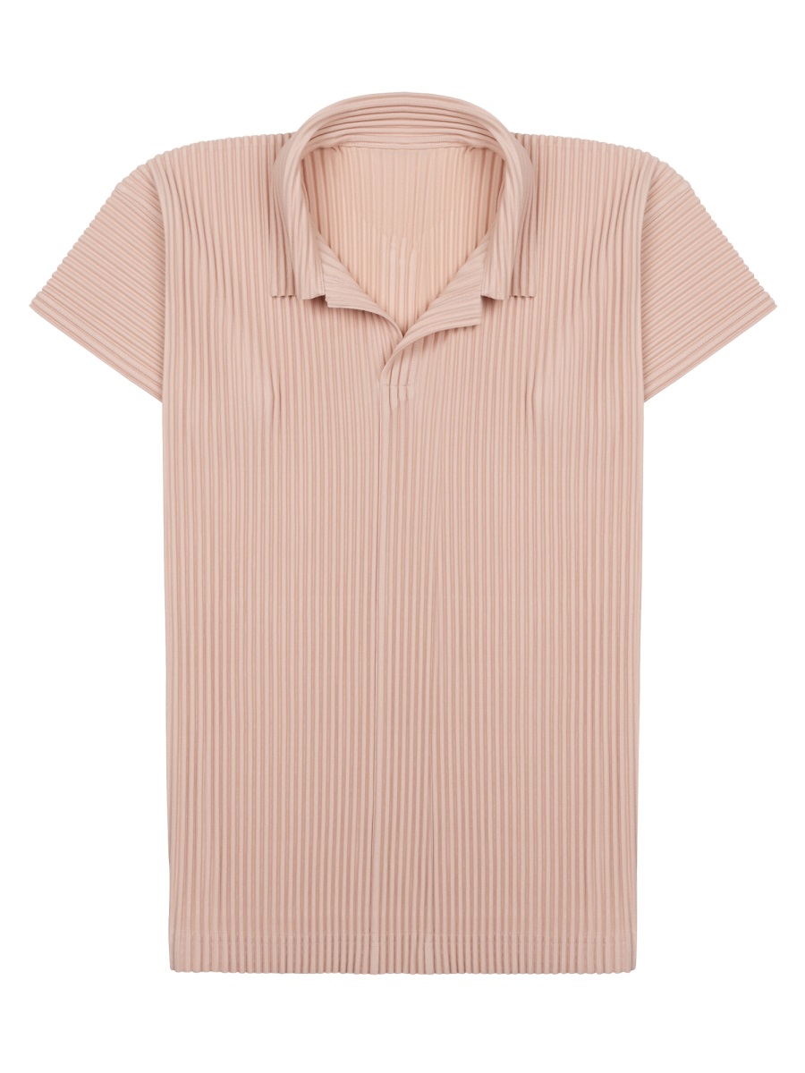 HOMME PLISSÉ ISSEY MIYAKE Pleated Pink Polo Shirt with Relaxed Fit and Classic Collar Neutraal