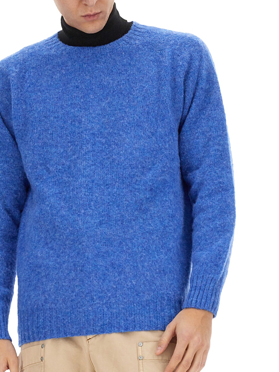 Howlin Wool Jersey Sweater with Puffed Shoulders Blauw