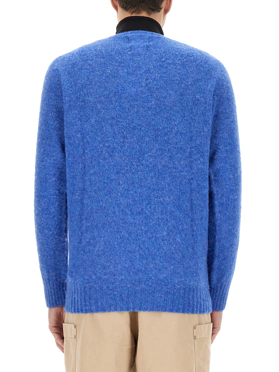 Howlin Wool Jersey Sweater with Puffed Shoulders Blauw