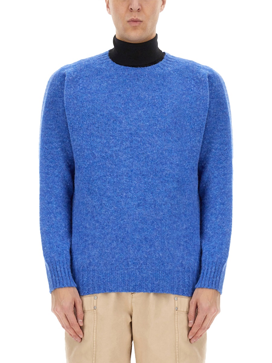 Howlin Wool Jersey Sweater with Puffed Shoulders Blauw