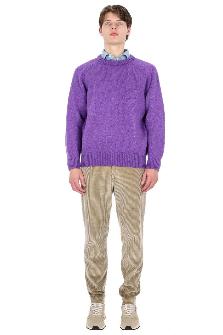 Howlin Shetland Boxy Fit Wool Crewneck Sweater Paars