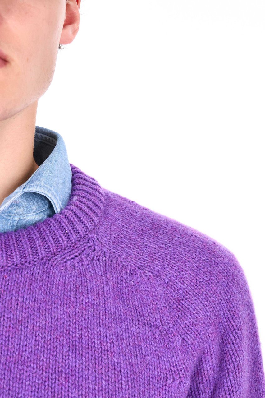 Howlin Shetland Boxy Fit Wool Crewneck Sweater Paars