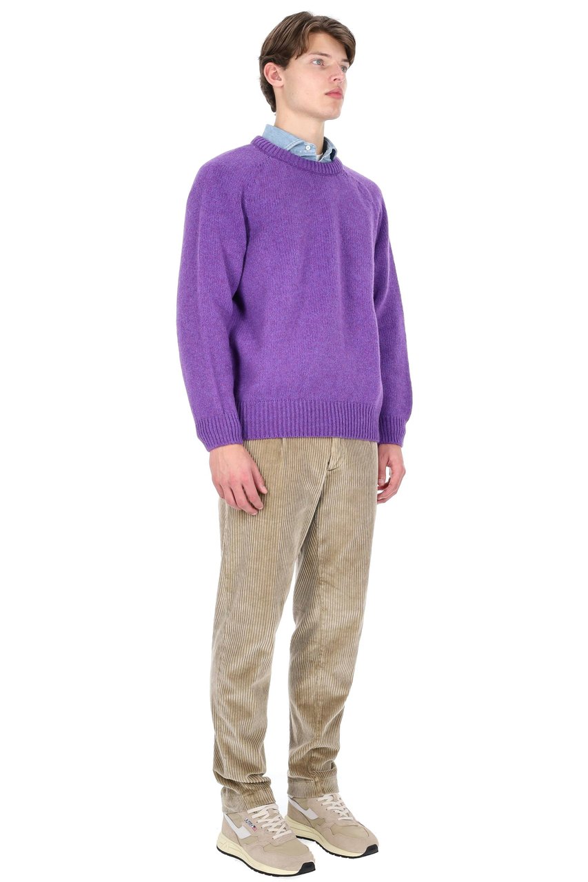 Howlin Shetland Boxy Fit Wool Crewneck Sweater Paars