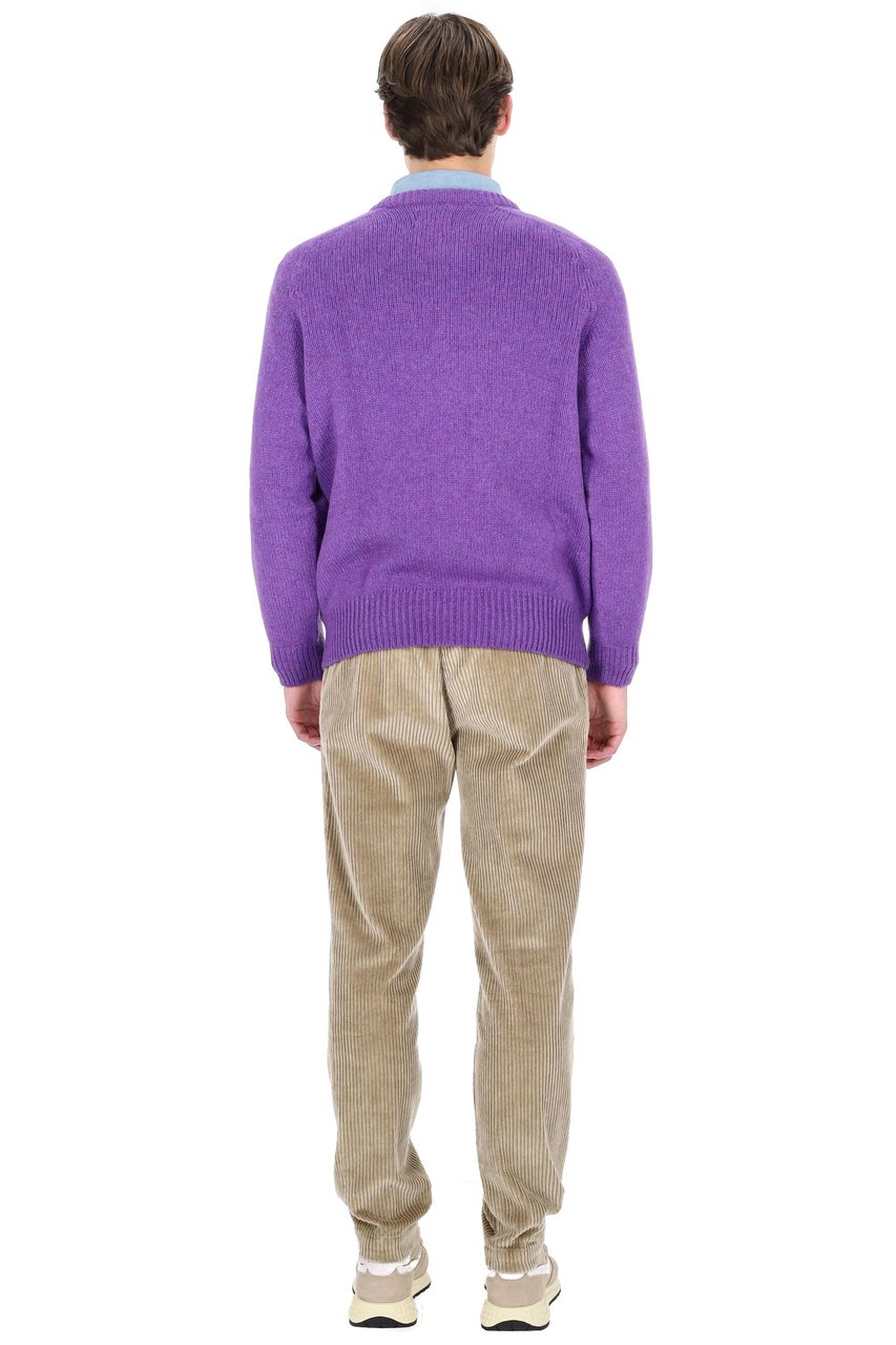 Howlin Shetland Boxy Fit Wool Crewneck Sweater Paars