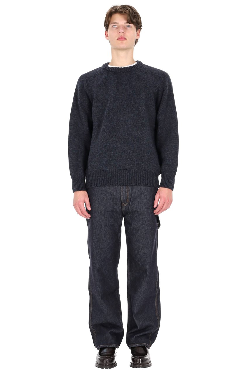 Howlin Shetland Boxy Fit Wool Crewneck Sweater Zwart