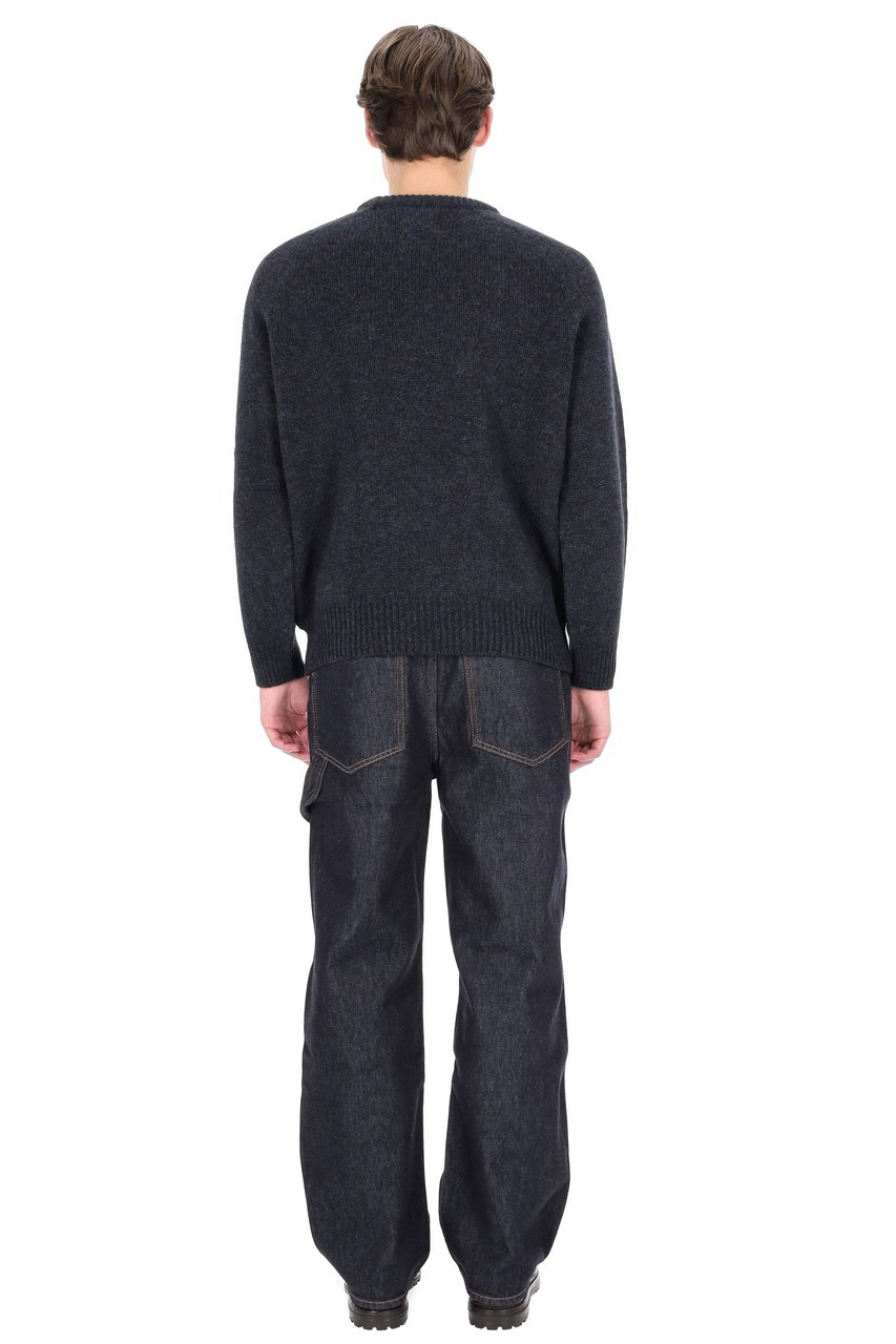 Howlin Shetland Boxy Fit Wool Crewneck Sweater Zwart