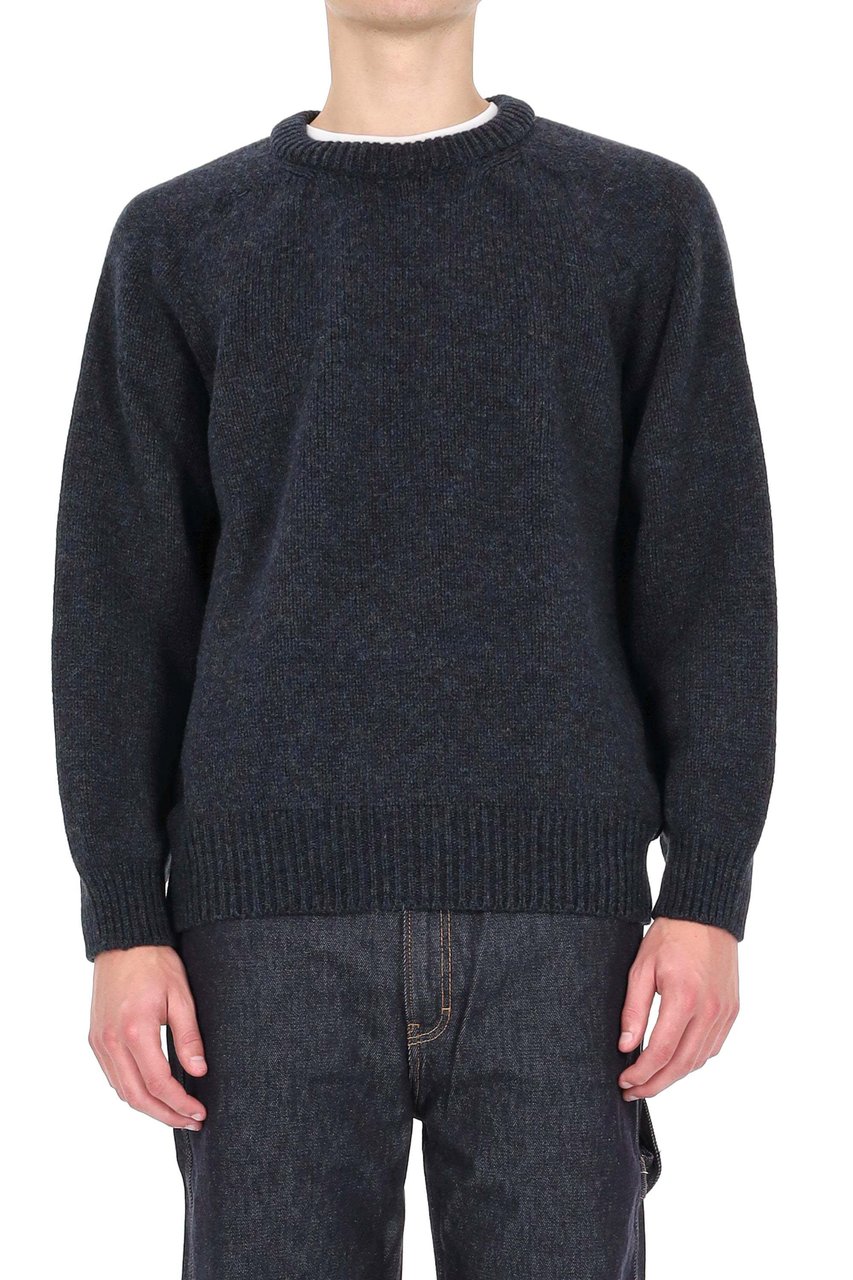 Howlin Shetland Boxy Fit Wool Crewneck Sweater Zwart