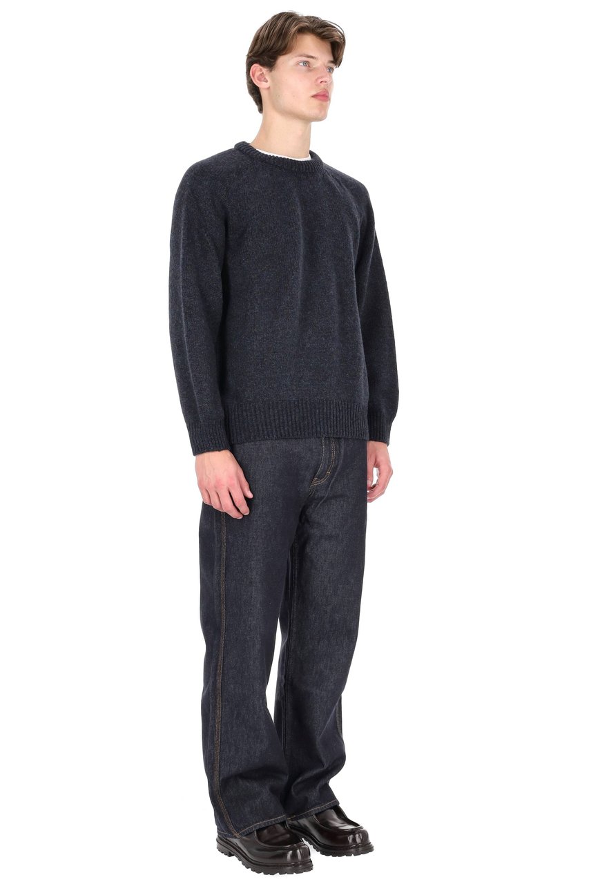 Howlin Shetland Boxy Fit Wool Crewneck Sweater Zwart