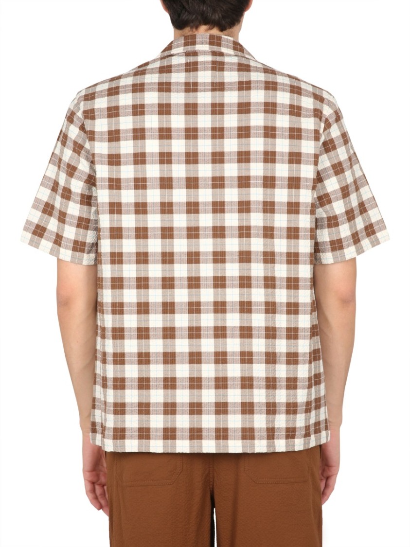 Howlin Short-Sleeved Checkered Bowling Neck Shirt Bruin