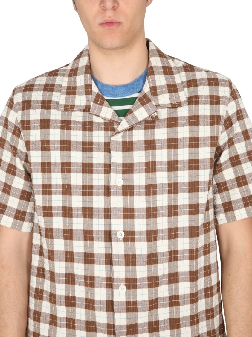 Howlin Short-Sleeved Checkered Bowling Neck Shirt Bruin