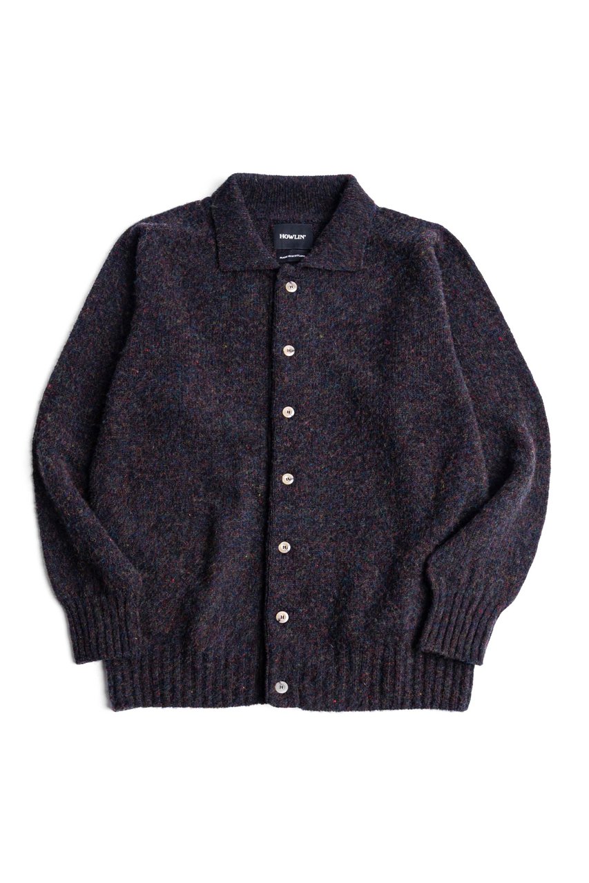 Howlin Shetland Wool Shirt-Collar Cardigan Zwart